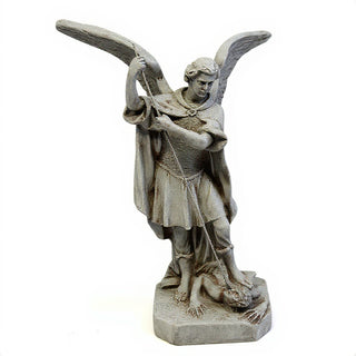 Saint Michael the Archangel Overcoming Satan Statue - 16-inch — Antique Stone finish