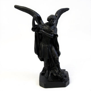 Saint Michael the Archangel Overcoming Satan Statue - 16-inch — Flat Black finish