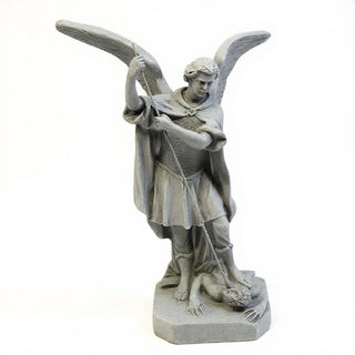Saint Michael the Archangel Overcoming Satan Statue - 16-inch — Limestone finish
