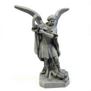 Saint Michael the Archangel Overcoming Satan Statue - 16-inch — Old Stone finish