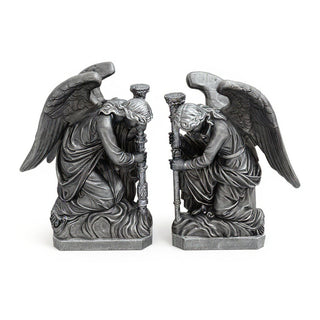 Bergama Angel, Left Statue - 35-inch — Aged Silver finish