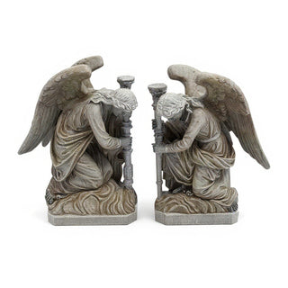 Bergama Angel, Left Statue - 35-inch — Antique Stone finish
