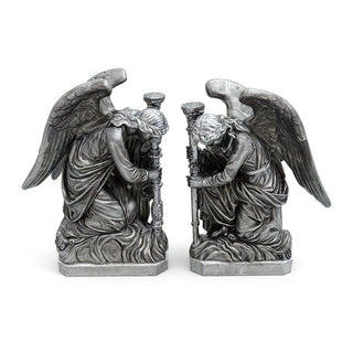 Bergama Angel, Left Statue - 35-inch — Antique Silver finish