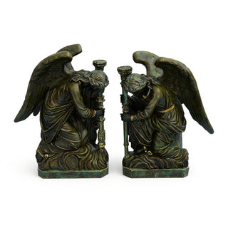 Bergama Angel, Left Statue - 35-inch — Green Bronze finish