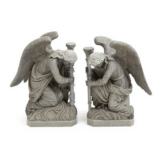Bergama Angel, Left Statue - 35-inch — Limestone finish