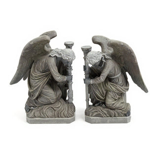 Bergama Angel, Left Statue - 35-inch — Old Stone finish