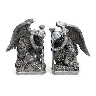 Bergama Angel, Right Statue - 35-inch — Aged Silver finish