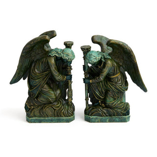 Bergama Angel, Right Statue - 35-inch — Green Bronze finish