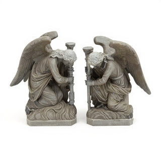 Bergama Angel, Right Statue - 35-inch — Limestone finish