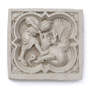 Saint George Quatrefoil Wall Plaque — Antique Stone finish