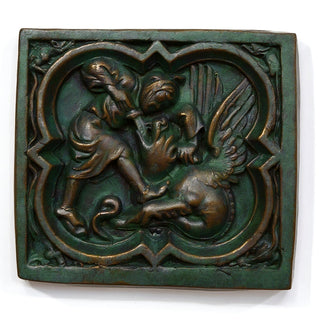 Saint George Quatrefoil Wall Plaque — Green Bronze finish