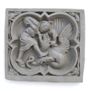 Saint George Quatrefoil Wall Plaque — Limestone finish