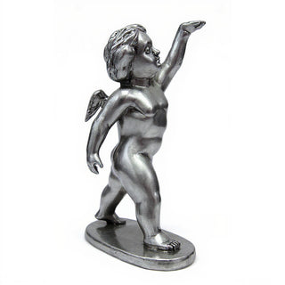 Saluto Cherub Statue - 24-inch — Aged Silver finish