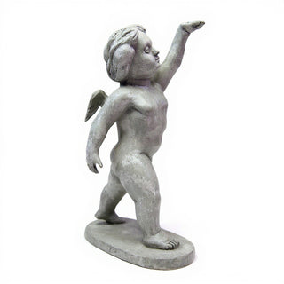 Saluto Cherub Statue - 24-inch — Limestone finish