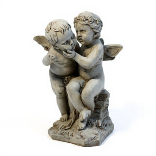 Two Cherubs Playing Statue - 21-inch — Antique Stone finish