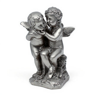 Two Cherubs Playing Statue - 21-inch — Antique Silver finish