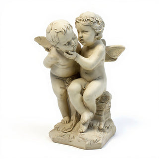 Two Cherubs Playing Statue - 21-inch — Antique White finish