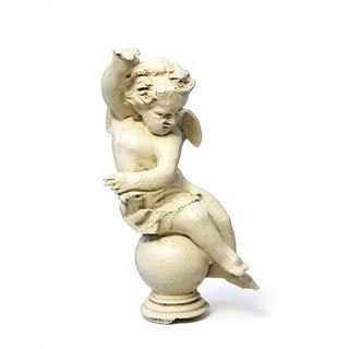 Manor Garden Cherub, Left Statue - 30-inch — Antique White finish