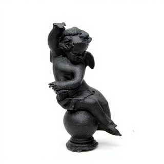 Manor Garden Cherub, Left Statue - 30-inch — Dusted Black finish