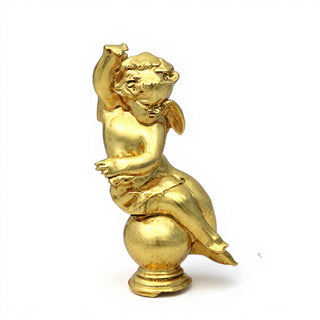 Manor Garden Cherub, Left Statue - 30-inch — Deep Gold finish