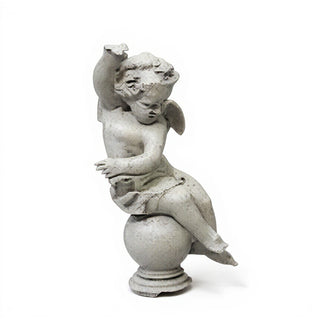 Manor Garden Cherub, Left Statue - 30-inch — Limestone finish