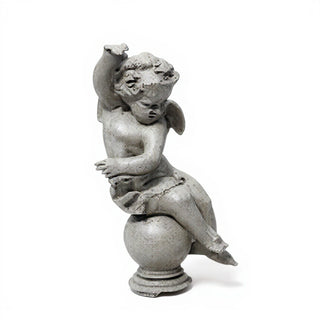 Manor Garden Cherub, Left Statue - 30-inch — Old Stone finish