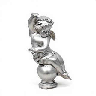 Manor Garden Cherub, Left Statue - 30-inch — Silver finish