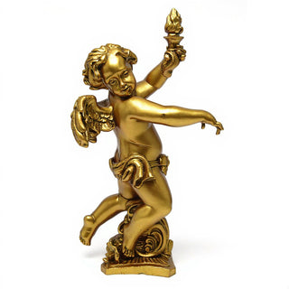 Rococo Angel Torch, Right Candleholder - 43-inch — Antique Gold finish