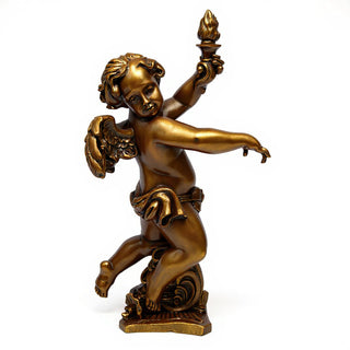 Rococo Angel Torch, Right Candleholder - 43-inch — Bronze finish