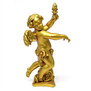 Rococo Angel Torch, Right Candleholder - 43-inch — Deep Gold finish