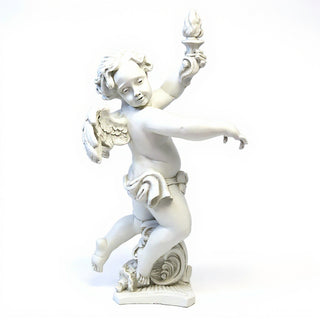 Rococo Angel Torch, Right Candleholder - 43-inch — Flat White finish