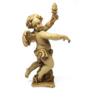 Rococo Angel Torch, Right Candleholder - 43-inch — Gothic Stone finish