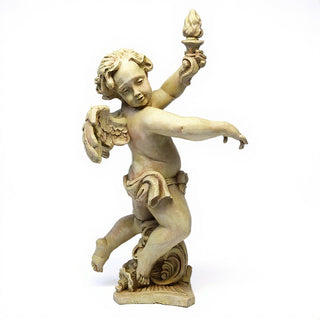 Rococo Angel Torch, Right Candleholder - 43-inch — Museum Terracotta finish