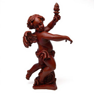 Rococo Angel Torch, Right Candleholder - 43-inch — Rust finish