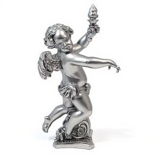Rococo Angel Torch, Right Candleholder - 43-inch — Silver finish