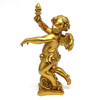 Rococo Angel Torch, Left Candleholder - 43-inch — Antique Gold finish