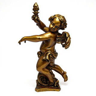 Rococo Angel Torch, Left Candleholder - 43-inch — Bronze finish