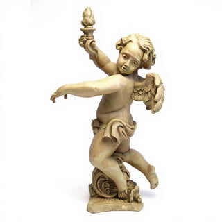 Rococo Angel Torch, Left Candleholder - 43-inch — Museum Terracotta finish
