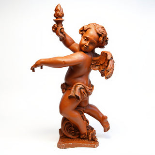 Rococo Angel Torch, Left Candleholder - 43-inch — Metro finish