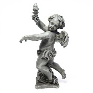 Rococo Angel Torch, Left Candleholder - 43-inch — Old Stone finish