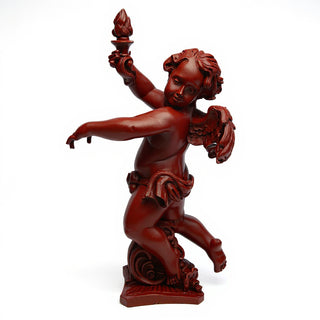 Rococo Angel Torch, Left Candleholder - 43-inch — Rust finish