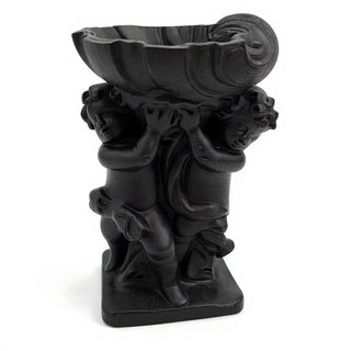 Twin Cherubs with Shell Statue - 36-inch — Dusted Black finish