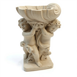 Twin Cherubs with Shell Statue - 36-inch — Museum Terracotta finish