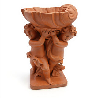 Twin Cherubs with Shell Statue - 36-inch — Metro finish