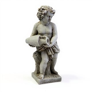 Cherub Water Pourer Fountain Figure - 38-inch — Antique Stone finish