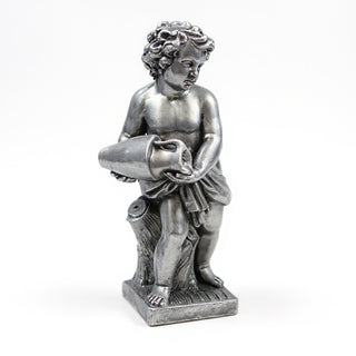 Cherub Water Pourer Fountain Figure - 38-inch — Antique Silver finish