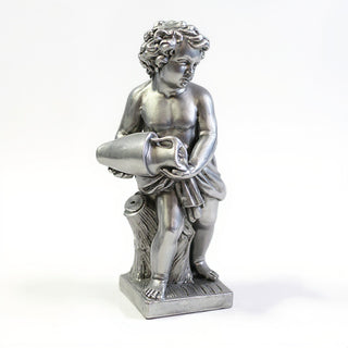 Cherub Water Pourer Fountain Figure - 38-inch — Silver finish