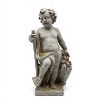 Harvest Cherub Statue - 36-inch — Antique Stone finish