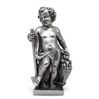 Harvest Cherub Statue - 36-inch — Antique Silver finish