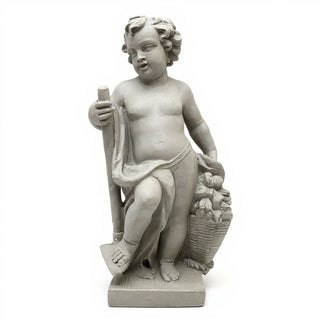 Harvest Cherub Statue - 36-inch — Limestone finish